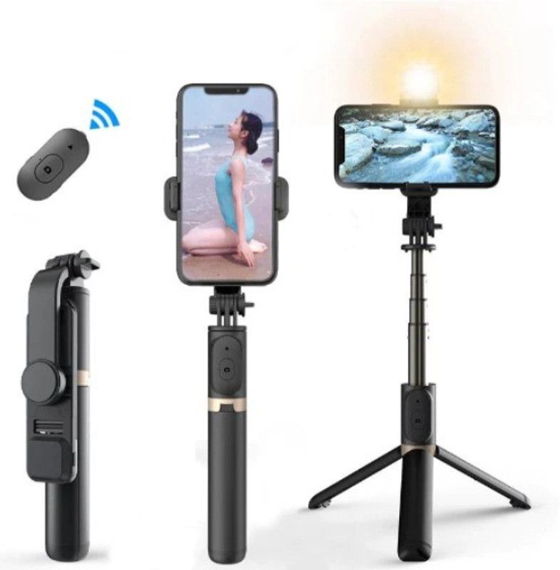 SYARA TLF_636H_R1S Selfie stick tripod|| with wireless bluetooth remote Tripod  (Black, Supports Up to 1500 g)