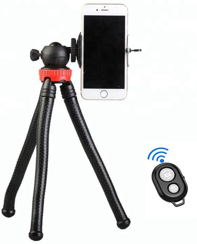 Ancestors SNAKE Tripod Stand for Photography, Tiktok -Moj App Video Recording Vlog with 12''inch Ball Head Snake Strong Thick Stand Compatible with All Smartphones/DSLR with REMOTE ( TRIPOD | REMOTE | CLIP ) Tripod  (BLACK,RED, Supports Up to 1500 g)