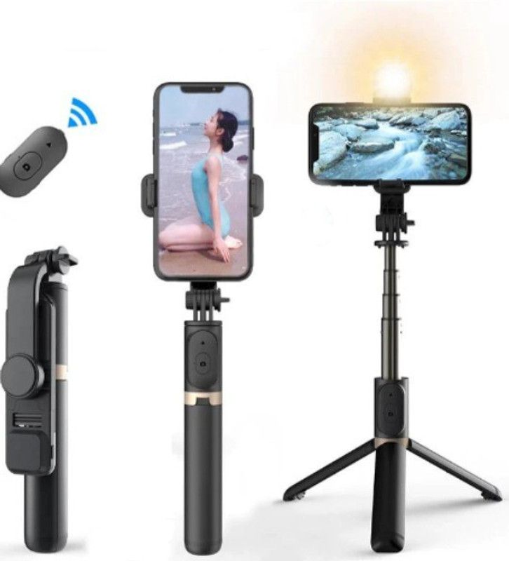 SYARA TIK_603C_R1S Selfie stick tripod|| with wireless bluetooth remote Tripod  (Black, Supports Up to 1500 g)
