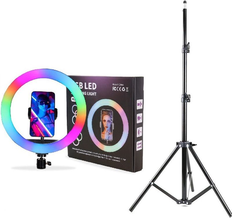 Alchiko RGB 12 Inch LED Ring Light Adjustable Brightness With 2.1 Big Tripod for Smartphone to Capture Photo, Live Streaming, Video Conference, Online lecture 2500 lx Camera LED Light