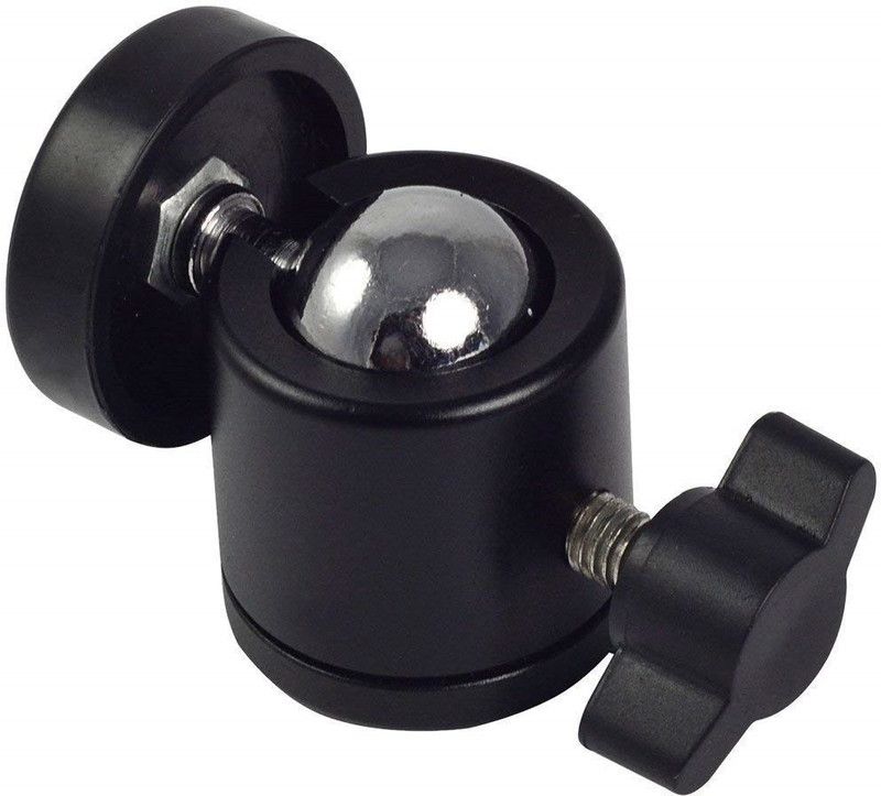 MJDCNC 360 Degree Aluminium Alloy Body Rotating Swivel Mini Tripod Ball Head with 1/4" Screw Thread Base Mount for Lighter DSLR Camera Tripod  (Black, Supports Up to 300 g)