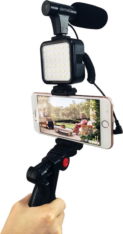 ENMORA 25 _portable Tripod Kit for Video Shooting and Streaming for live video insta reels with mic, flash and mount. Tripod  (Black, Supports Up to 1000 g)
