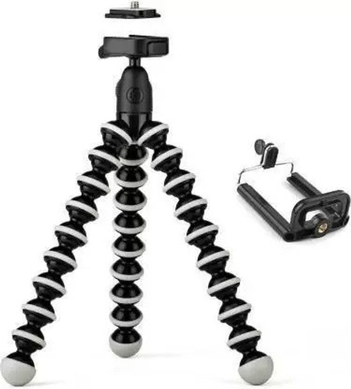 NEFI Tripod Stand with Three-Dimensional Head & Quick Release T2 Plate Gorilla Tripod Tripod Kit  (Black, White, Supports Up to 300 g)