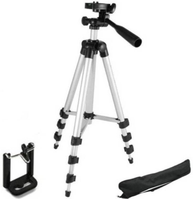 Buy Genuine 3110 Foldable Camera Tripod with Mobile Clip Holder Bracket, Fully Flexible Mount Cum Tripod, Stand with 3D Head & Quick Release Plate Tripod Kit  (Multicolor, Supports Up to 3000)