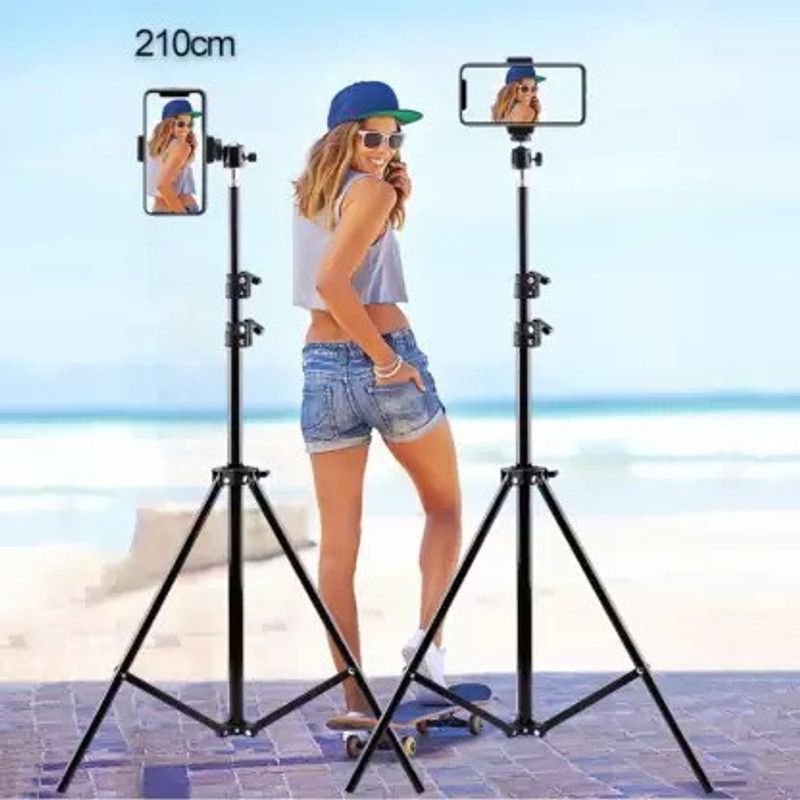 lightmusic Lightweight & Portable Portable 7 Feet (84 Inch) Long Tripod Stand Tripod  ((Black, Supports Up to 2000 g), Supports Up to 1500 g)