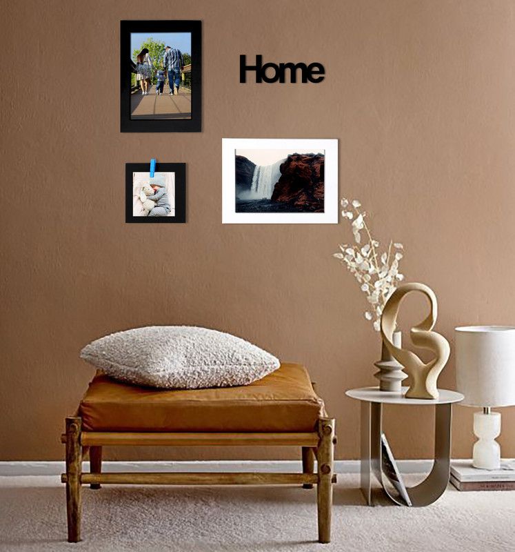 VAH Wooden Home Photo Frame Set of 3 Picture frames With Home MDF Plaque Photo Frame 10 inch Photo Wall Hanging  (Multicolor)