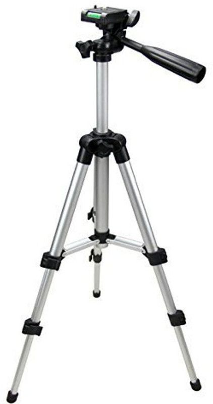 dot Tripod-3110 Portable Adjustable Aluminum Lightweight Camera Stand With Three-Dimensional Head & Quick Release Plate For Video Cameras and mobile Tripod  (Silver, Supports Up to 2000 g)