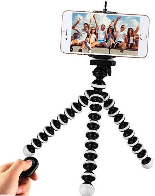 Worricow Top Selling Flexible,Portable & Camera & Mobile Tripod with Mobile Clip & Remote Tripod  (Black, Supports Up to 300 g)