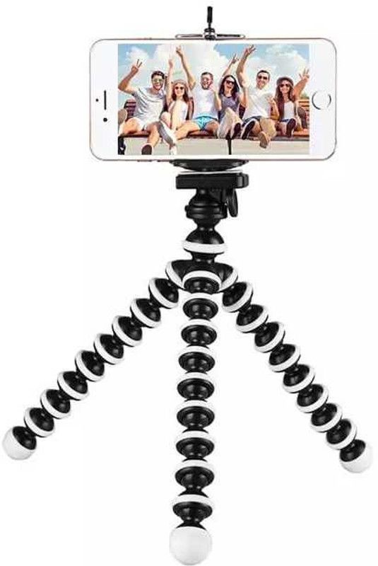 Shreeshyam Octopus Gorilla Tripod Stand Flexible Leg For Live Streaming/Photo shooting Tripod  (Black&White, Supports Up to 500 g)