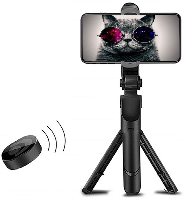 Zohlo Selfie Stick with Remote Shutter 360 Rotate Extendable Handheld Foldable Tripod  (Black, Supports Up to 250 g)