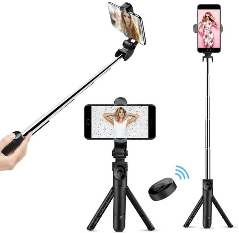 Ureka Best XT-02 Extendable Bluetooth Selfie Stick with Remote Control Tripod  (Black, Supports Up to 300 g)