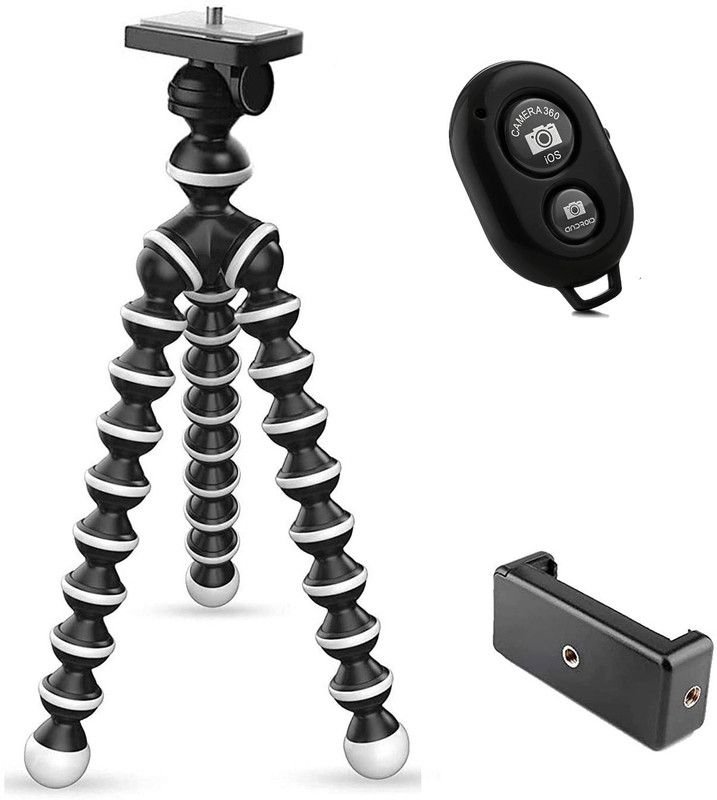 Oxhox Gorilla Mini/Tripod Flexible Tripod with Remote & Holder for Camera & Mobile Tripod  (Black, Supports Up to 500 g)