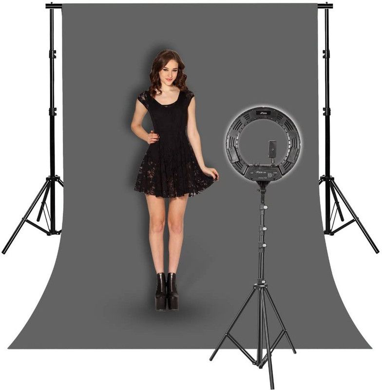 Hiffin B01 Grey Kit 55W RING LITE WITH STAND Tripod  (Black, Supports Up to 10000 g)