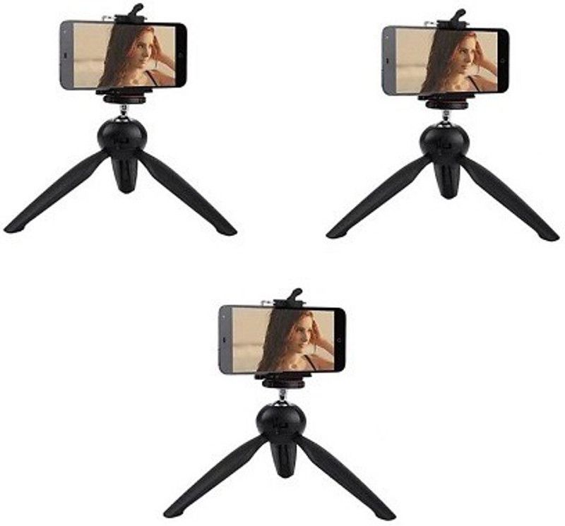 techdeal SET 3 228 PHONE SINGLE PORTABLE TELEPHONE CAMERA CLIP STAND AND MINI TRIPOD Monopod (Black, Supports Up to 700) Monopod  (Black, Supports Up to 700 g)