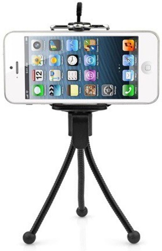 De-TechInn Adjustable Mini Mobile Phone Camera Stand Clip Bracket Holder And Tripod  (Black, Supports Up to 500 g)