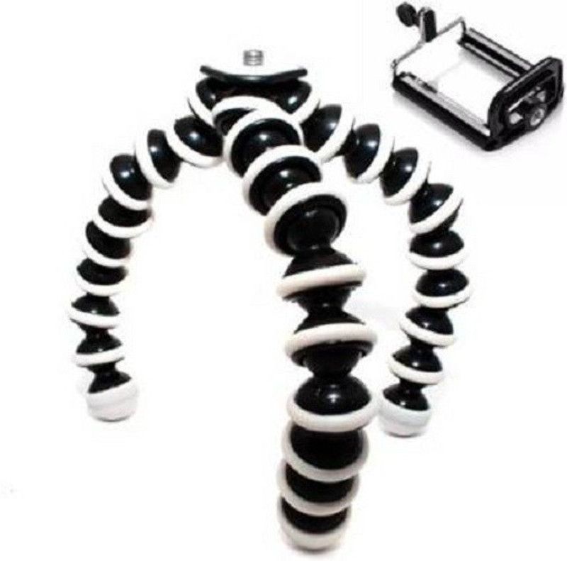 Mobfest Fully Flexible 6 Inch Height Tripod Tripod Kit  (Black, White, Supports Up to 1500 g)