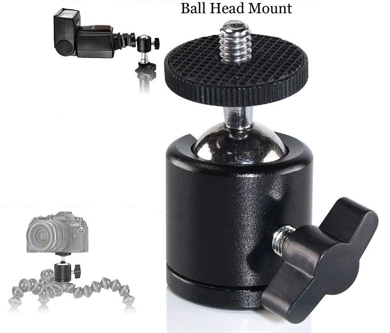 BUFONA 1/4" Swivel Ball Head Screw Tripod Mount 360 Degree Rotating Mount Base Adapter Tripod, Monopod, Monopod Kit, Tripod Ball Head, Tripod Bracket, Tripod Clamp, Tripod Kit  (BLACK, Supports Up to 800 g)