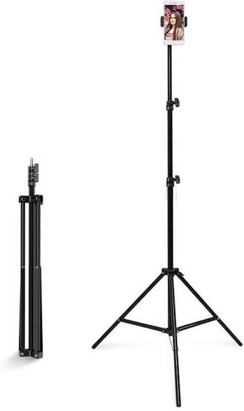 RECTITUDE Professional 2.1/8 feet Meter Phone Tripod Stand Flexible Metal Video Camera Stand Light Camera led Tube Light Stand Studio DSLR,Mannequin Camcorder Sports Stand Live Floor Make up Tripod  (Black, Supports Up to 1500 g)
