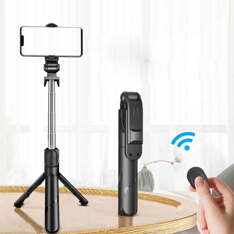 GLARIXA Foldable Tripod Selfie Stick multi-function Wireless Bluetooth Xt-02 Tripod  (Black, Supports Up to 400 g)
