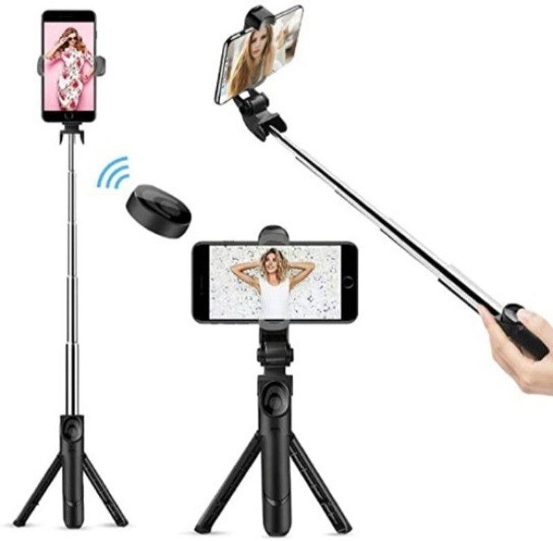 SYARA VEK_627E_XT02 Selfie stick tripod|| with wireless bluetooth remote Tripod  (Black, Supports Up to 1500 g)