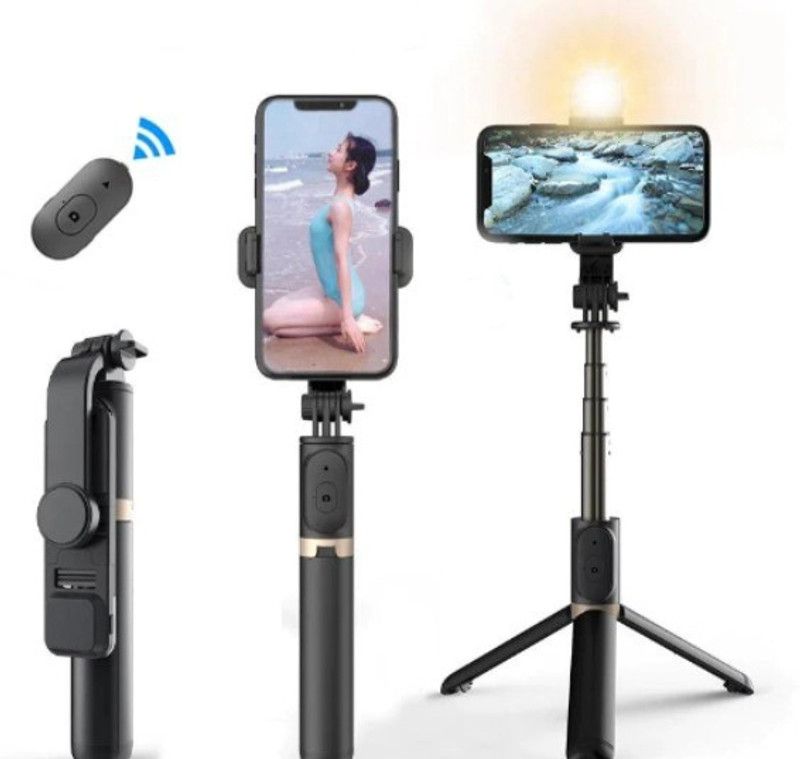 SYARA TEK_669A_R1S Selfie stick tripod|| with wireless bluetooth remote Tripod  (Black, Supports Up to 1500 g)