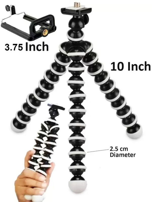 Megaloyalty Gorilla Tripod/Mini Tripod 13 inch with Remote & Holder for Mobile Tripod Kit  (White, Supports Up to 800 g)