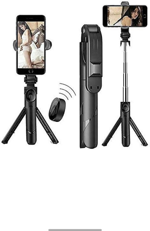 Fgkitoflex xmrm-9562 XT02 Bluetooth Extendable Selfie Stick tripod Wireless Remote Tripod  (Black, Supports Up to 500 g)