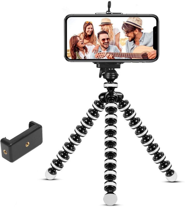 Megatrade BEST BUY Stand Gorilla Tripod with Phone Clip Holder Mobile Phones Camera Tripod  (BLACK, Supports Up to 1500 g)