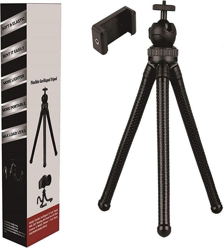 Wonder World XXX-4 360° Rotating Ball Head Tripod(Max Load 1.5 kgs) Tripod  (Black, Supports Up to 1500 g)