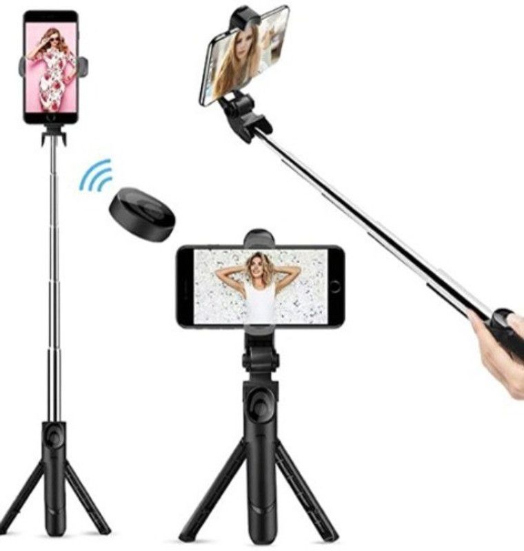 SYARA TED_543E_XT02 Selfie stick tripod|| with wireless bluetooth remote Tripod  (Black, Supports Up to 1500 g)