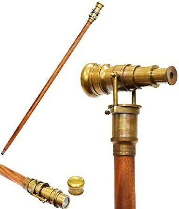VINTAGE STAR Brass Nautical Antique Telescope Finish Walking Stick Wood Cane Replica (2 Fold Wooden Walking Cane ) Catadioptric Telescope  (Manual Tracking)