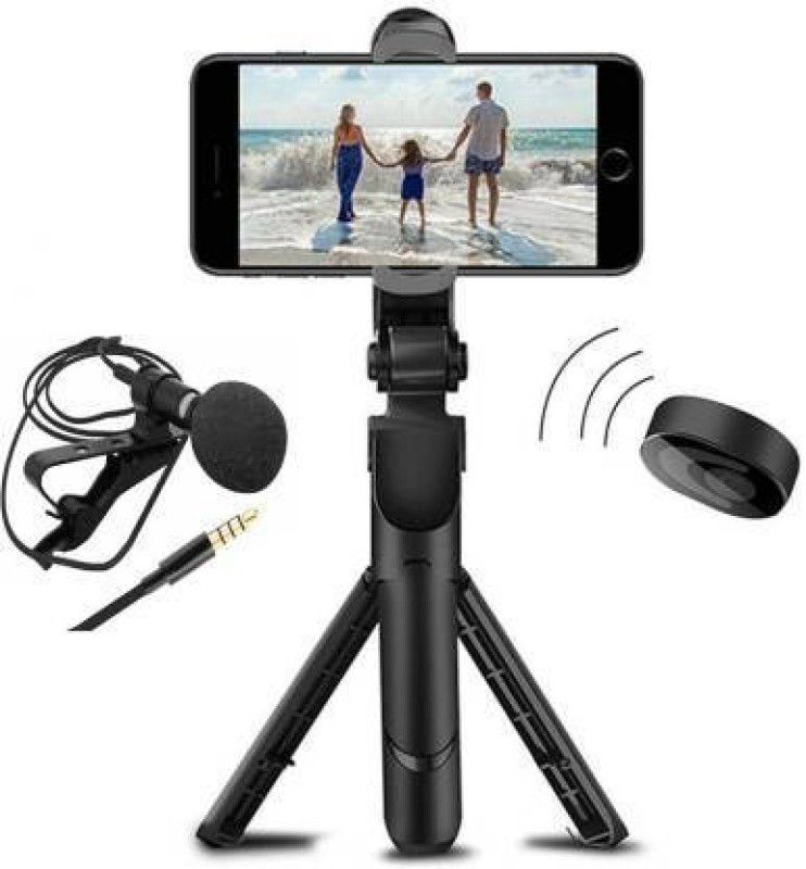 MECKWELL Extendable Selfie Stick with Wireless Remote with mic 3 Axis Gimbal for Camera, Mobile  (400 Gm)