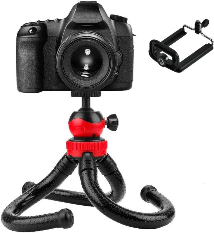 ATSolutions ™12 Inches Height Flexible Gorillapod Tripod with 360° Rotating Ball Head Tripod for All DSLR Cameras(Max Load 1.5 kgs) & Mobile Phones (Black/Red) 3 Axis Gimbal for Mobile  (3Kg)