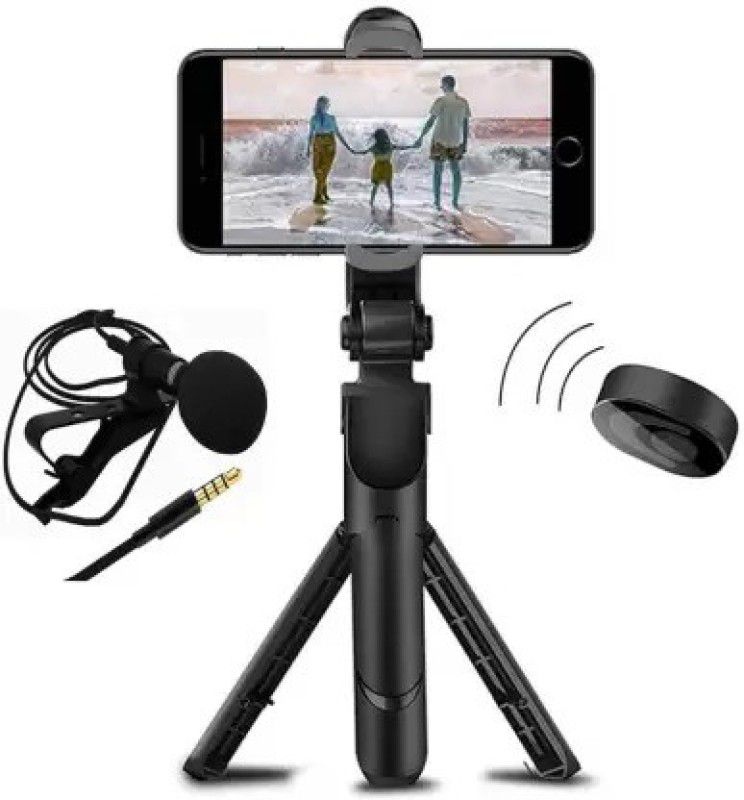 Nehnovit 3in1 Selfie Stick multi-function Wireless Bluetooth with Remote & Coller Mic 3 Axis Gimbal for Mobile  (500g)