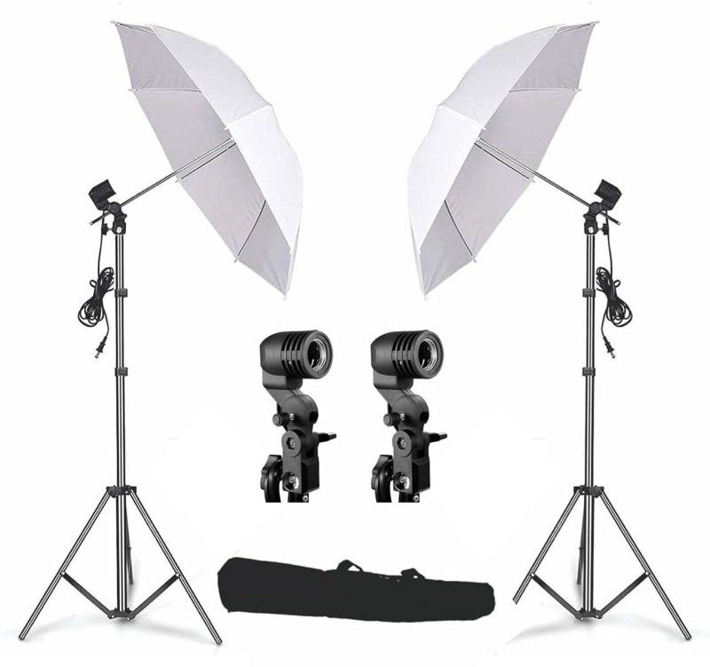 Hiffin ® Branded Set of Umbrella White 80CM E27 Single holder kit set of 2 wob Black Reflector Umbrella  (100 cm)