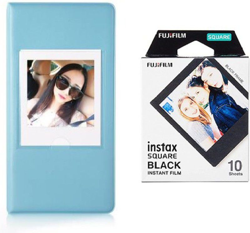 FUJIFILM square 10X1 black border Instant Film With 64-sheet Blue Album for square Film Roll  (Yes 800 ISO Pack of 1)
