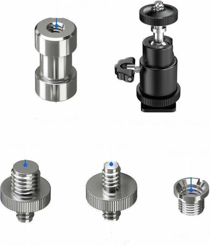 Digiom Camera Screw, 5 Pieces 1/4 Inch and 3/8 Inch Converter Threaded Screws 1/4" Hot Shoe Adapter Mount Camera Ball Head Set for Camera/Tripod/Monopod/Light Stand (5 Piece) Flash Shoe Adapter
