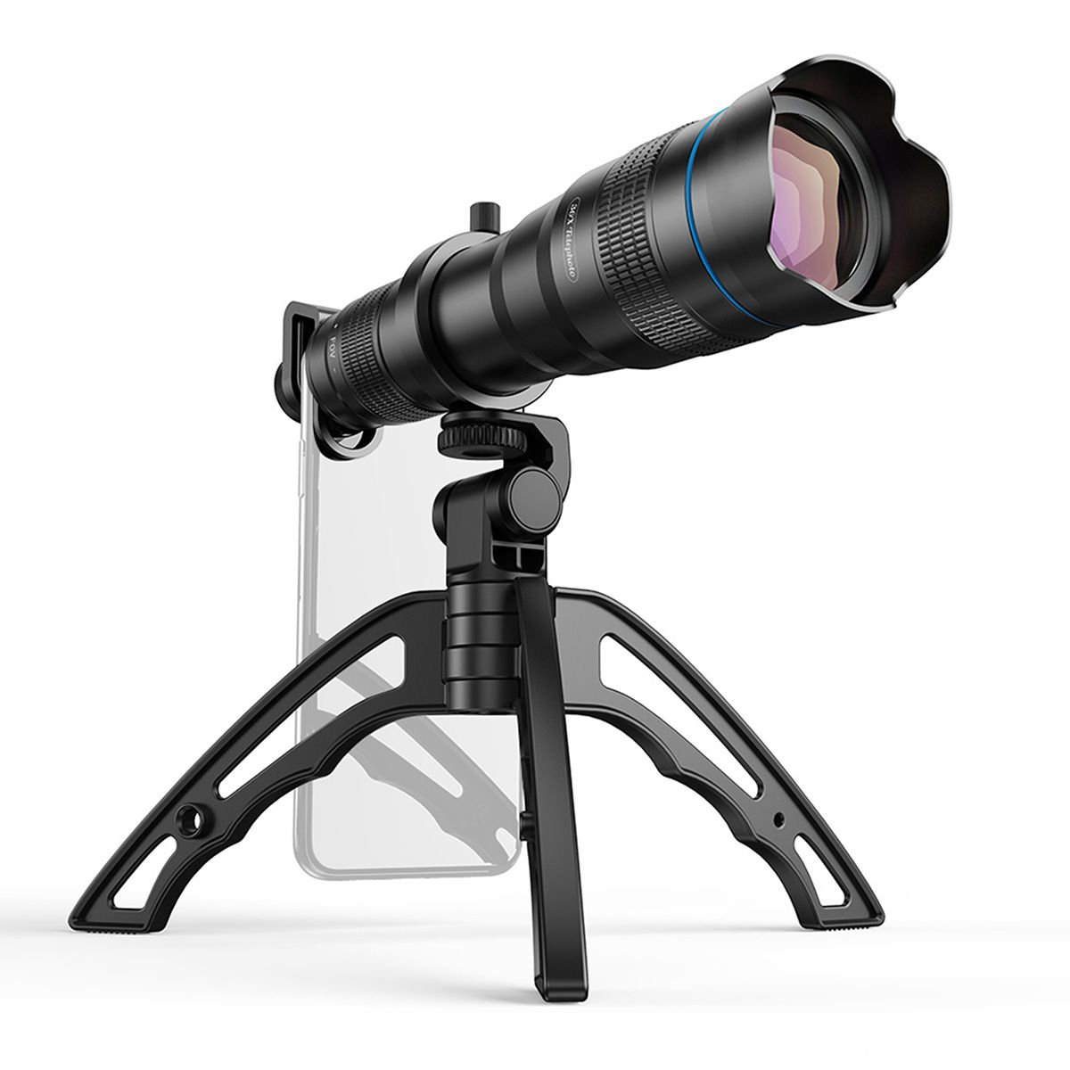 apexel apl-js36xjj04 hd 36x metal single-tube telescope telephoto lens optic phone camera lens monocular with mini selfie tripod for most smartphones