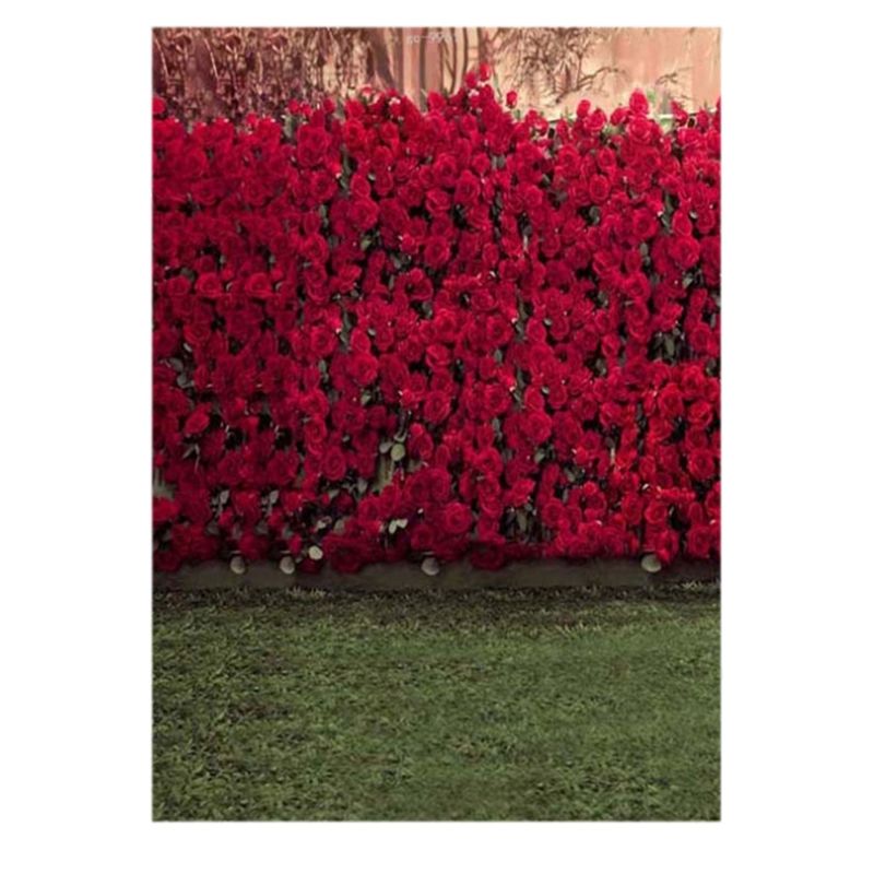7X5Ft Photography Background Rose Flower Green Grass Theme Background Photo Studio Background Cloth for Family Photo