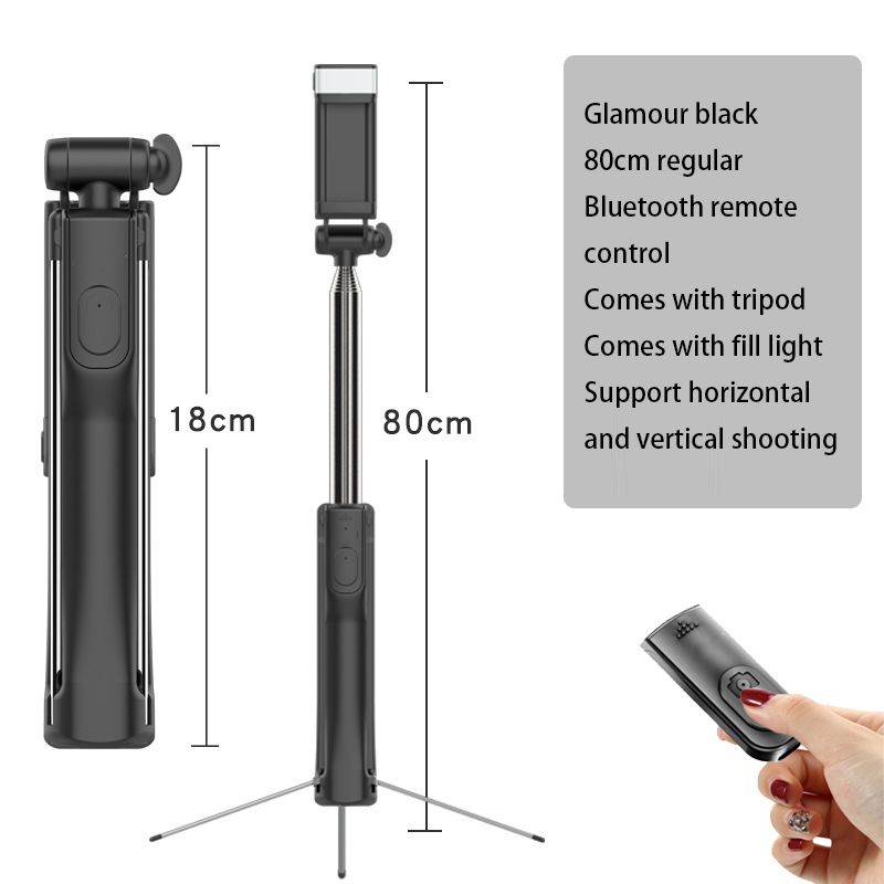 Multifunction Selfie Stick Tripod with Light, Adjustable All-In-One Phone Stand with Bluetooth Remote for Smartphone