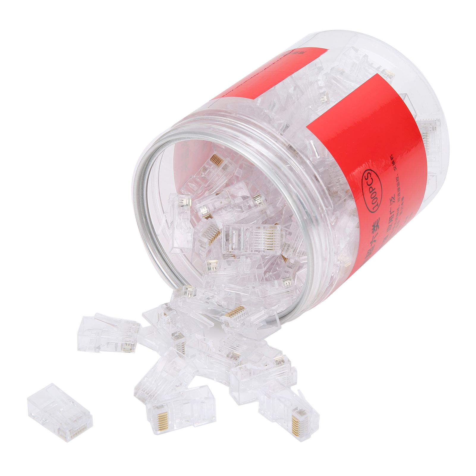 100PCS RJ45 8P8C CAT6 Modular Connector Network Cable Plug LAN End TV Monitor