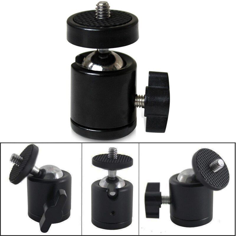 Mini Ball Head with 1/4 Hotshoe Mount Adapter 360 Degree Swivel Aluminum Tripod Ballhead for DSLR Light Stand Camrea Joint