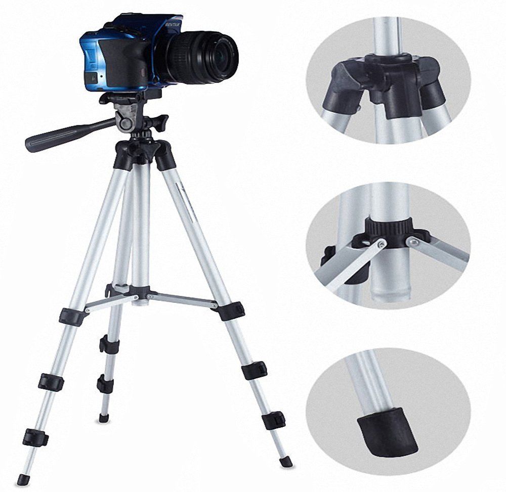 Tripod 3110 Camera Stand with Phone Holder Clip - Black And Silver