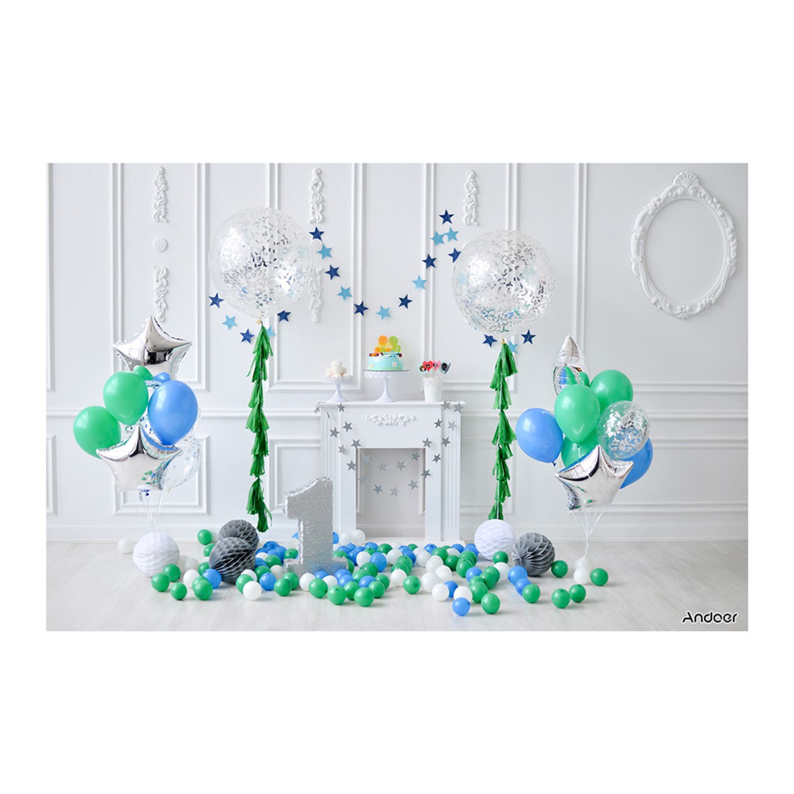 2.1 * 1.5m/7 * 5ft First Birthday Backdrop Balloon Cake Photography Background Baby Boy Kids Photo Studio Pros