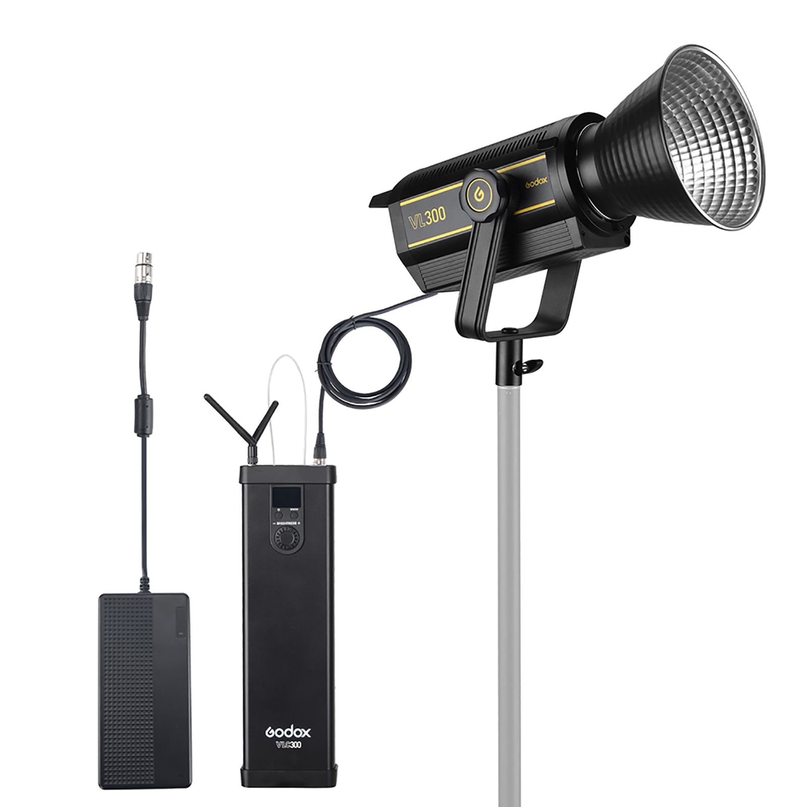 Godox VL300 5600K LED Video Light 300W CRI96 Bowens Mount with Controller Power Adapter for Children Still Life Photography Studio Shooting Interview Lighting Video Shooting