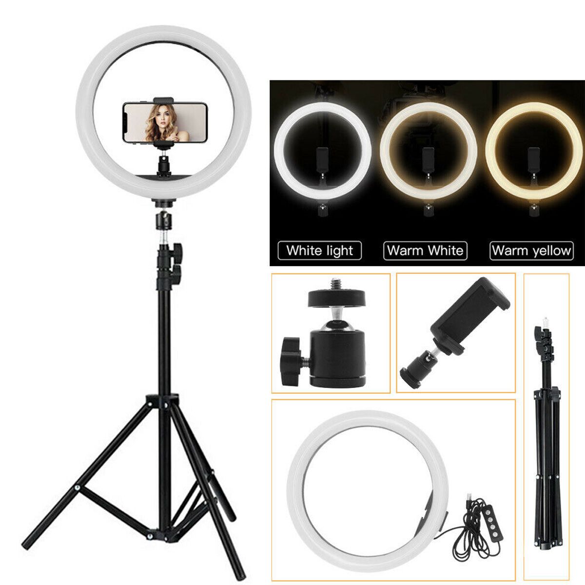 12'' Ring Light Photo Studio Camera, Video lamp with Tripod for Smartphone