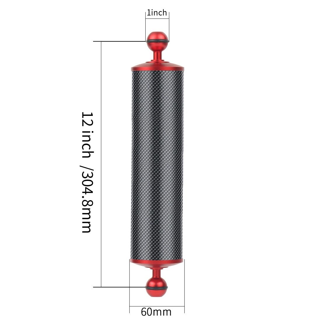 Upgrade Carbon Fiber Float Buoyancy Aquatic Arm 1" Dual BallHead Light Holder D60mm 5" 8" 10" 12inch for DSLR Camera Underwater