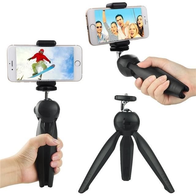 228 Mini Tripod with Phone Holder Clip for Smartphone - Black