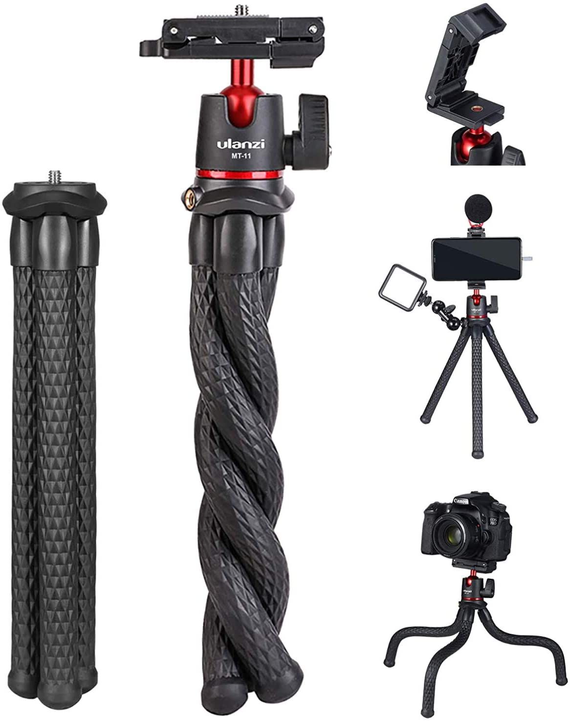 Ulanzi MT-11 Portable Octopus Tripod 2 in 1 Foldable Phone Clip Magic Arm Quick Release Plate With Cold Shoe Mount Clamp Holder