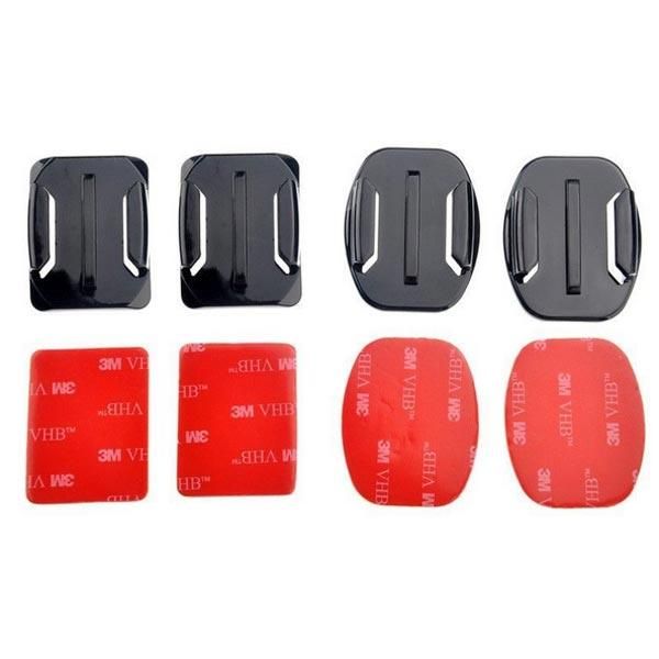 2 Flat and 2 Curved Adhesivemounts With 3M Adhesive Pads For Gopro Xiaomi Yi SJ4000